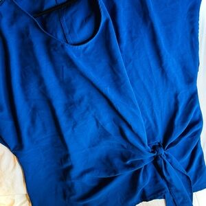 SHEIN Blue Tie Front Blouse